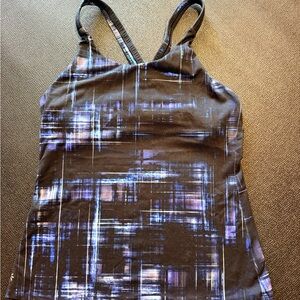 Athleta Black and Blue Activewear Top Size medium